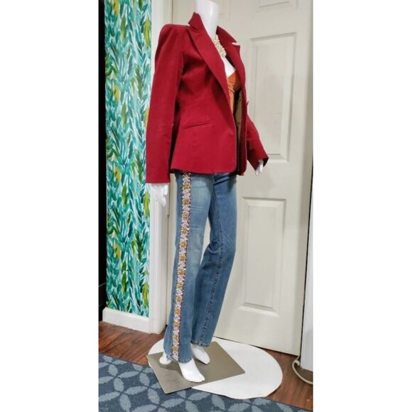 Vintage Old Navy Stretch Cordoury  Red One Button Blazer - Picture 4 of 11